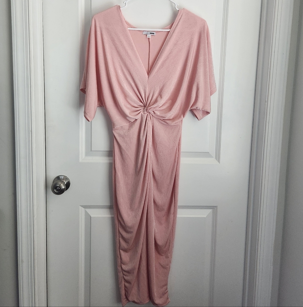 Fashion Nova Blush Pink Knot Midi Dress